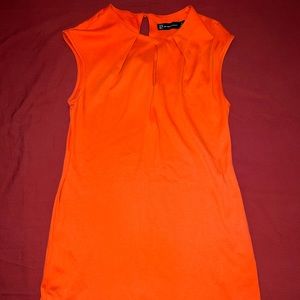 Orange Casual New York and Company Sleeveless Dress with Pockets